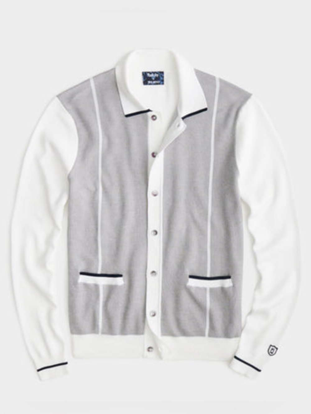 TODD SNYDER X FOOTJOY FULL-PLACKET LONG-SLEEVE SWEATER POLO IN WHITE